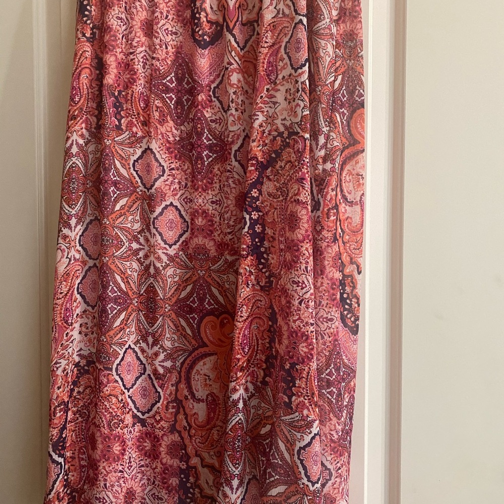 Kim Rogers Pink and Red Maxi A-Line Skirt
